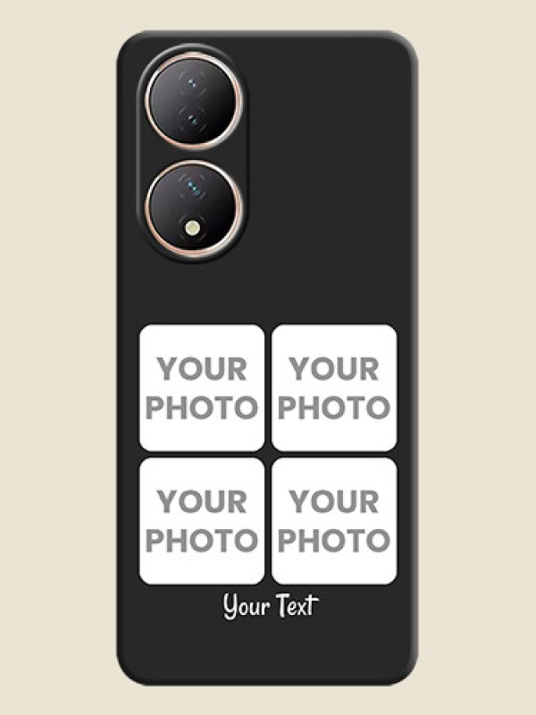 Custom Floral Art with 6 Image Holder on Photo on Space Black Soft Matte Mobile Case - Vivo T2 5G - alternate view