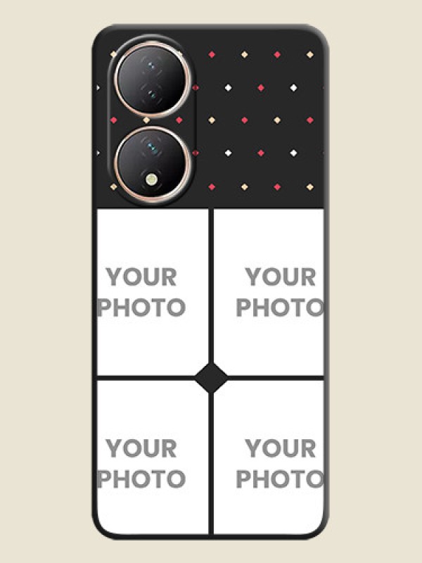 Custom Multicolor Dotted Pattern with 4 Image Holder on Space Black Custom Soft Matte Phone Cases - Vivo T2 5G - alternate view