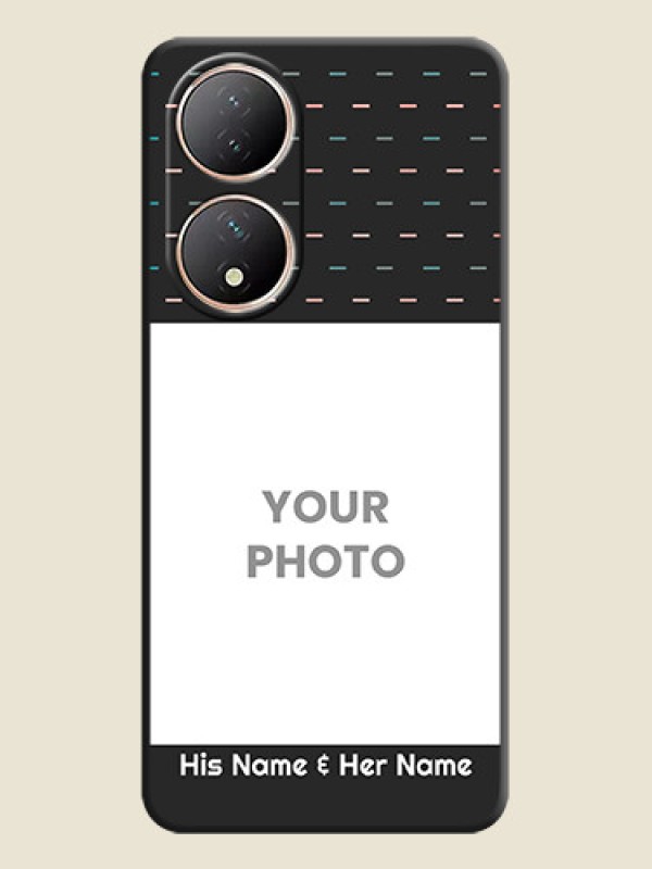 Custom Line Pattern Design with Text on Space Black Custom Soft Matte Phone Back Cover - Vivo T2 5G - alternate view