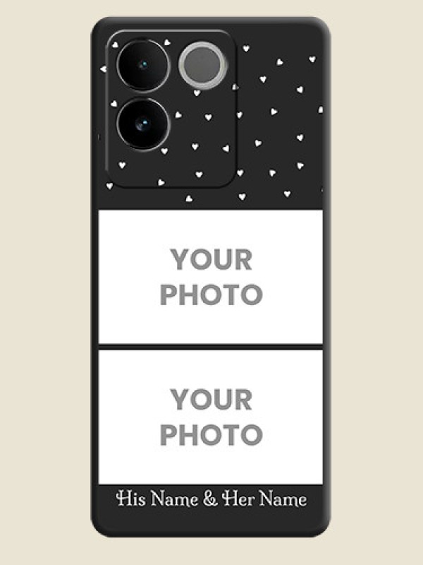 Custom Miniature Love Symbols with Name On Space Black Custom Soft Matte Mobile Back Cover - Vivo T2 Pro 5G - alternate view