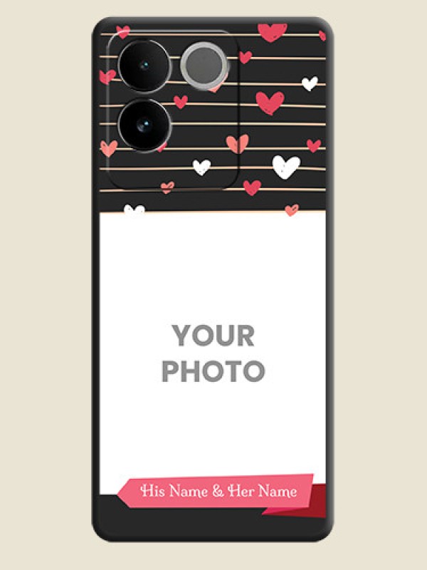 Custom Love Pattern with Name on Pink Ribbon  on Photo On Space Black Custom Soft Matte Mobile Back Cover - Vivo T2 Pro 5G - alternate view