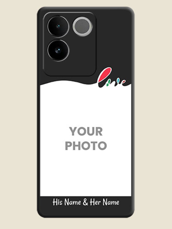 Custom Fall in Love Pattern with Picture on Photo On Space Black Custom Soft Matte Mobile Back Cover - Vivo T2 Pro 5G - alternate view