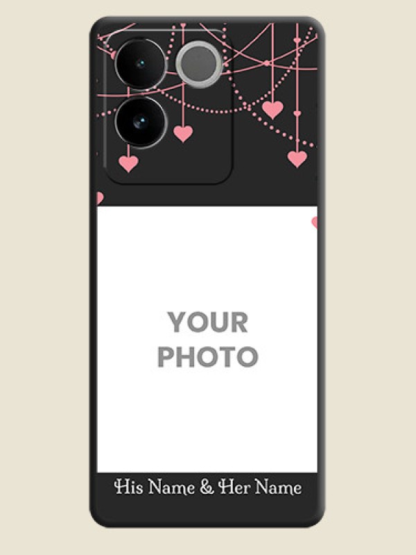 Custom Pink Love Hangings with Text On Space Black Custom Soft Matte Mobile Back Cover - Vivo T2 Pro 5G - alternate view