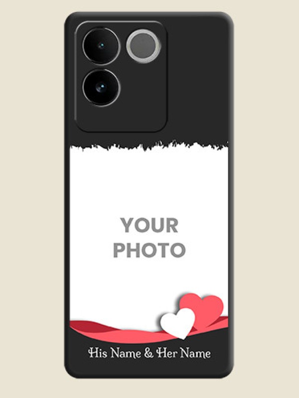 Custom Pin Color Love Shaped Ribbon Design with Text On Space Black Custom Soft Matte Mobile Back Cover - Vivo T2 Pro 5G - alternate view