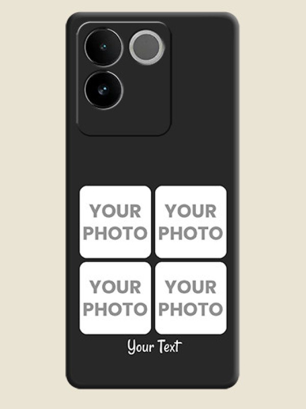 Custom Floral Art with 6 Image Holder on Photo On Space Black Custom Soft Matte Mobile Back Cover - Vivo T2 Pro 5G - alternate view