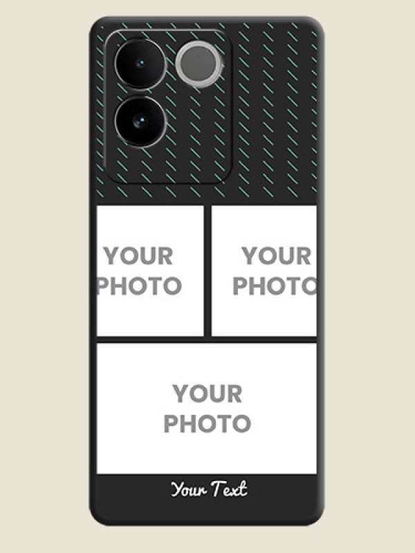 Custom Cross Dotted Pattern with 2 Image Holder On Space Black Custom Soft Matte Mobile Back Cover - Vivo T2 Pro 5G - alternate view