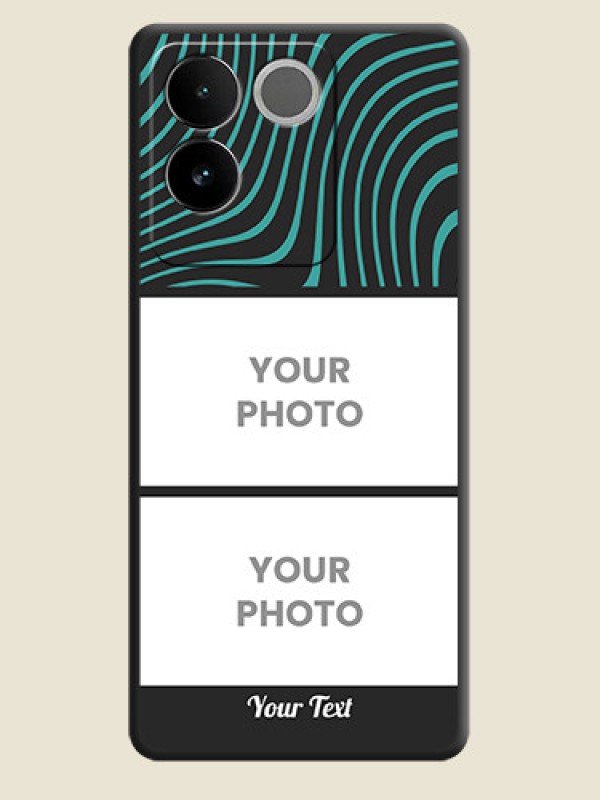Custom Wave Pattern with 2 Image Holder On Space Black Custom Soft Matte Mobile Back Cover - Vivo T2 Pro 5G - alternate view