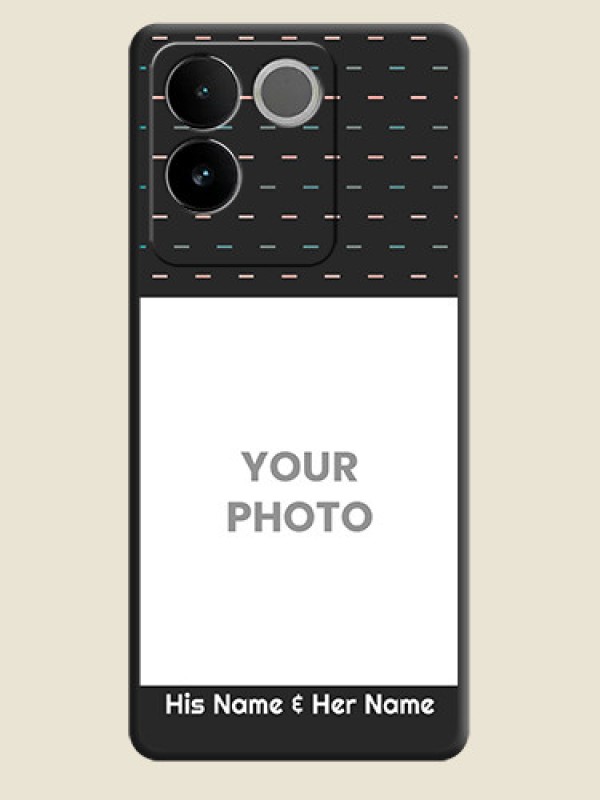 Custom Line Pattern Design with Text On Space Black Custom Soft Matte Mobile Back Cover - Vivo T2 Pro 5G - alternate view