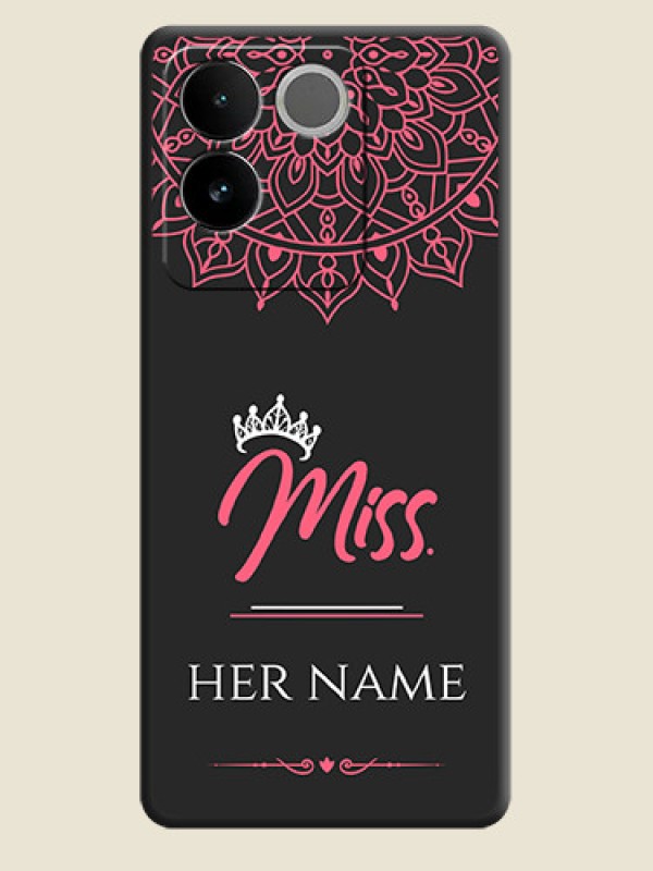 Custom Mrs Name with Floral Design On Space Black Custom Soft Matte Mobile Back Cover - Vivo T2 Pro 5G - alternate view