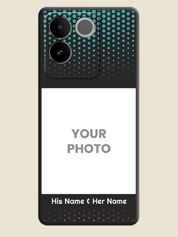 Custom Faded Dots with Grunge Photo Frame and Text On Space Black Custom Soft Matte Mobile Back Cover - Vivo T2 Pro 5G - alternate view