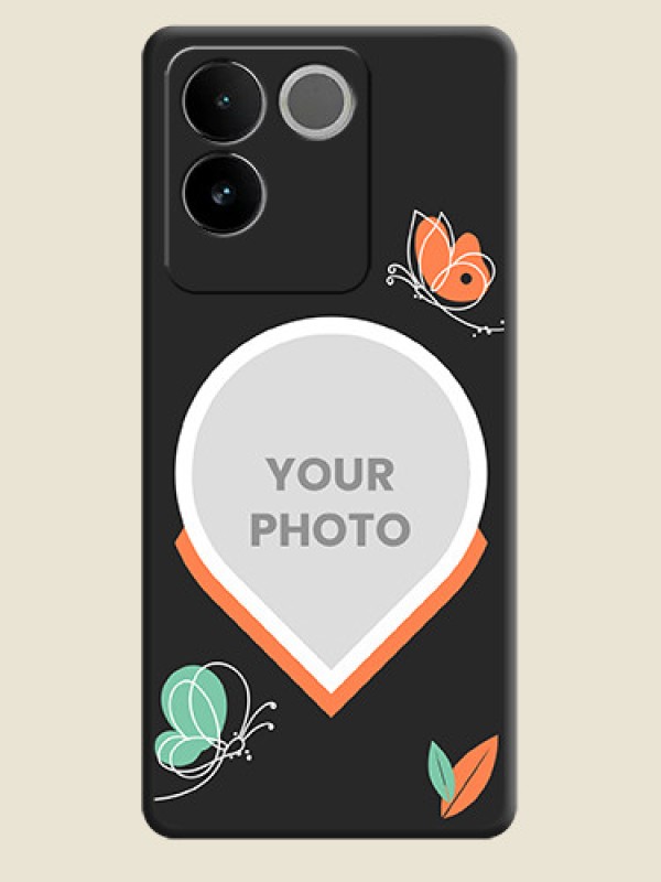 Custom Upload Pic With Simple Butterly Design On Space Black Custom Soft Matte Mobile Back Cover - Vivo T2 Pro 5G - alternate view