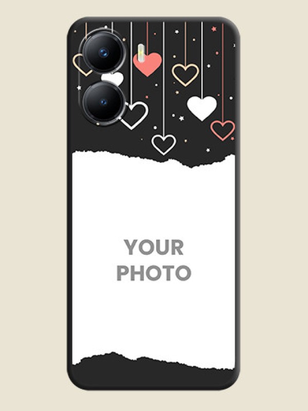 Custom Love Hangings with Splash Wave Picture on Space Black Custom Soft Matte Phone Back Cover - Vivo T2x 5G - alternate view