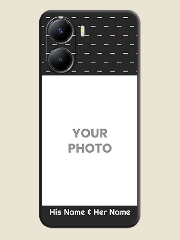 Custom Line Pattern Design with Text on Space Black Custom Soft Matte Phone Back Cover - Vivo T2x 5G - alternate view