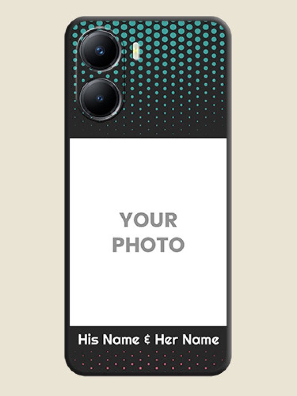 Custom Faded Dots with Grunge Photo Frame and Text on Space Black Custom Soft Matte Phone Cases - Vivo T2x 5G - alternate view