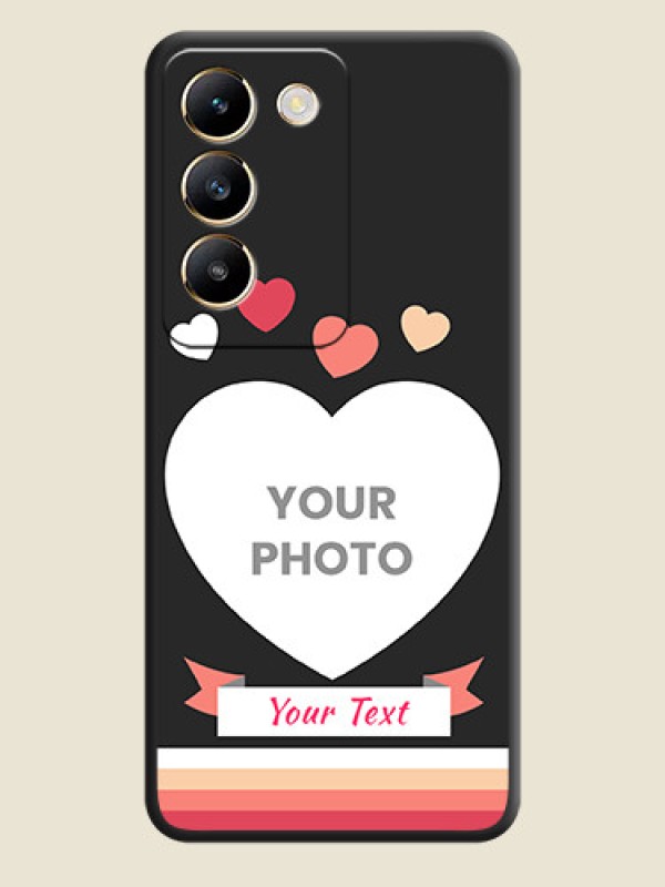 Custom Love Shaped Photo with Colorful Stripes on Personalised Space Black Soft Matte Cases - Vivo T3 5G - alternate view