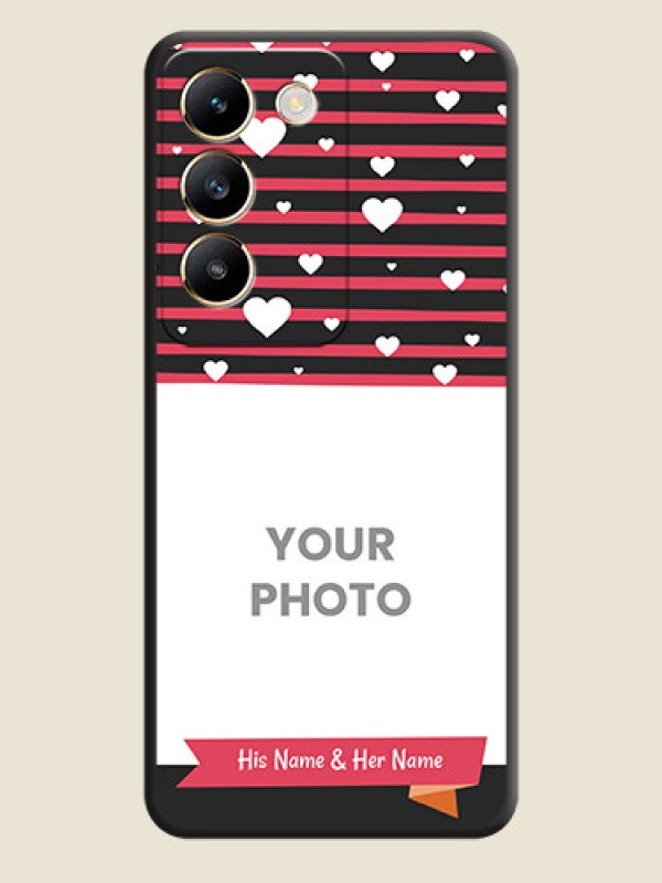 Custom White Color Love Symbols with Pink Lines Pattern on Space Black Custom Soft Matte Phone Cases - Vivo T3 5G - alternate view