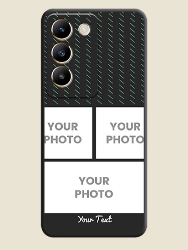 Custom Cross Dotted Pattern with 2 Image Holder on Personalised Space Black Soft Matte Cases - Vivo T3 5G - alternate view