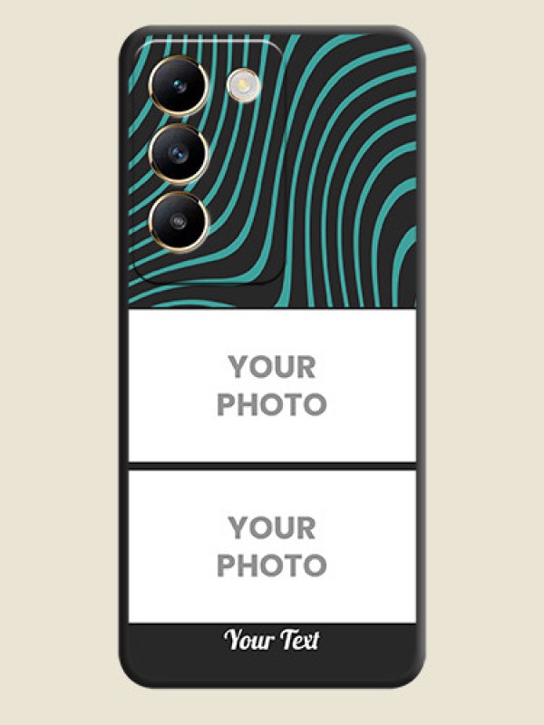 Custom Wave Pattern with 2 Image Holder on Space Black Personalized Soft Matte Phone Covers - Vivo T3 5G - alternate view