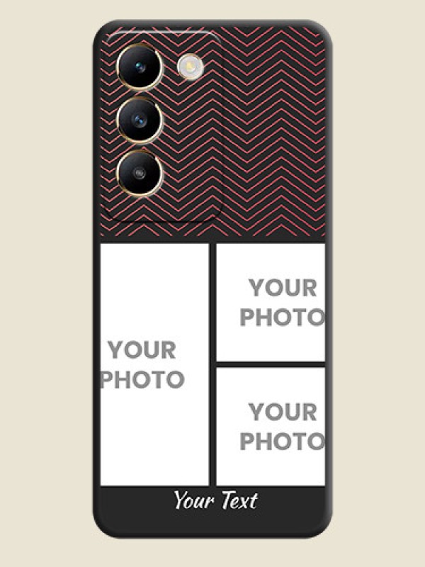 Custom Wave Pattern with 3 Image Holder on Space Black Custom Soft Matte Back Cover - Vivo T3 5G - alternate view