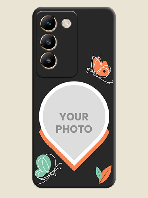 Custom Upload Pic With Simple Butterly Design On Space Black Personalized Soft Matte Phone Covers - Vivo T3 5G - alternate view