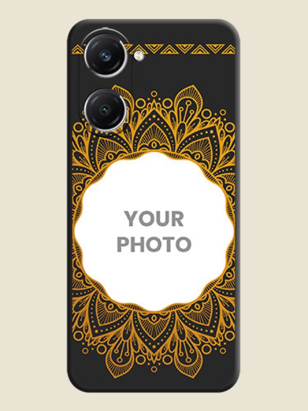 Custom Round Image with Floral Design On Space Black Custom Soft Matte Mobile Back Cover - Vivo T3 Lite 5G - alternate view