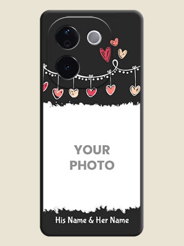 Custom Pink Love Hangings with Name On Space Black Custom Soft Matte Mobile Back Cover - Vivo T3 Pro 5G - alternate view