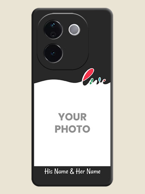 Custom Fall in Love Pattern with Picture on Photo On Space Black Custom Soft Matte Mobile Back Cover - Vivo T3 Pro 5G - alternate view