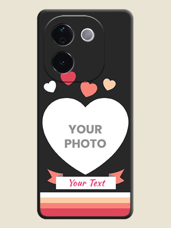 Custom Love Shaped Photo with Colorful Stripes On Space Black Custom Soft Matte Mobile Back Cover - Vivo T3 Pro 5G - alternate view