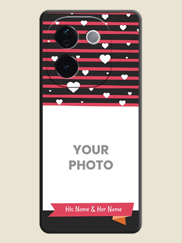 Custom White Color Love Symbols with Pink Lines Pattern On Space Black Custom Soft Matte Mobile Back Cover - Vivo T3 Pro 5G - alternate view