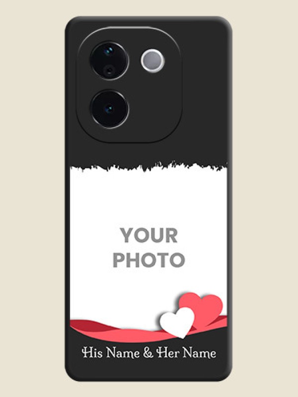 Custom Pin Color Love Shaped Ribbon Design with Text On Space Black Custom Soft Matte Mobile Back Cover - Vivo T3 Pro 5G - alternate view