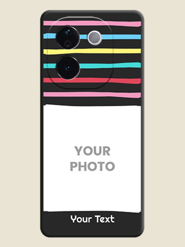 Custom Multicolor Lines with Image On Space Black Custom Soft Matte Mobile Back Cover - Vivo T3 Pro 5G - alternate view