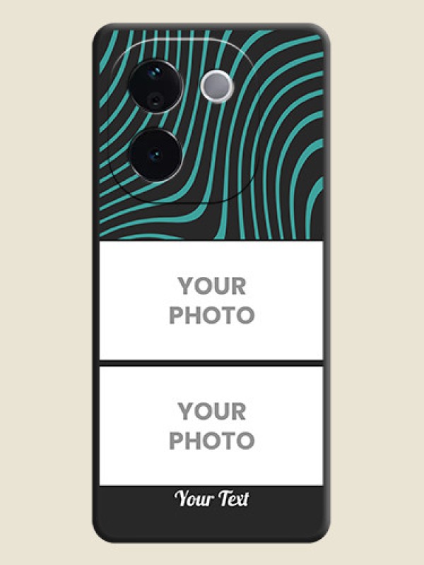 Custom Wave Pattern with 2 Image Holder On Space Black Custom Soft Matte Mobile Back Cover - Vivo T3 Pro 5G - alternate view