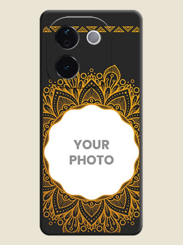 Custom Round Image with Floral Design On Space Black Custom Soft Matte Mobile Back Cover - Vivo T3 Pro 5G - alternate view