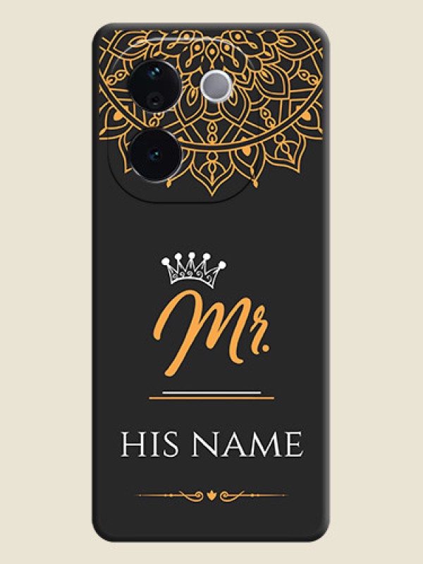 Custom Mr Name with Floral Design On Space Black Custom Soft Matte Mobile Back Cover - Vivo T3 Pro 5G - alternate view