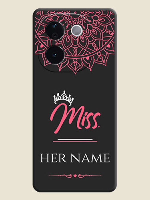 Custom Mrs Name with Floral Design On Space Black Custom Soft Matte Mobile Back Cover - Vivo T3 Pro 5G - alternate view