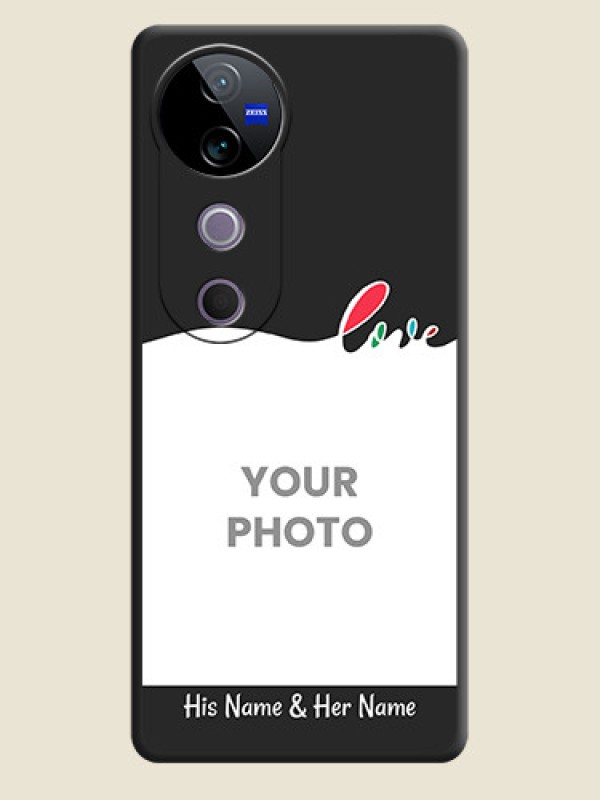 Custom Fall in Love Pattern with Picture on Photo On Space Black Custom Soft Matte Mobile Back Cover - Vivo T3 Ultra - alternate view