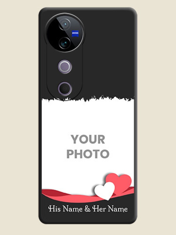 Custom Pin Color Love Shaped Ribbon Design with Text On Space Black Custom Soft Matte Mobile Back Cover - Vivo T3 Ultra - alternate view