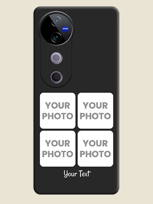 Custom Floral Art with 6 Image Holder on Photo On Space Black Custom Soft Matte Mobile Back Cover - Vivo T3 Ultra - alternate view