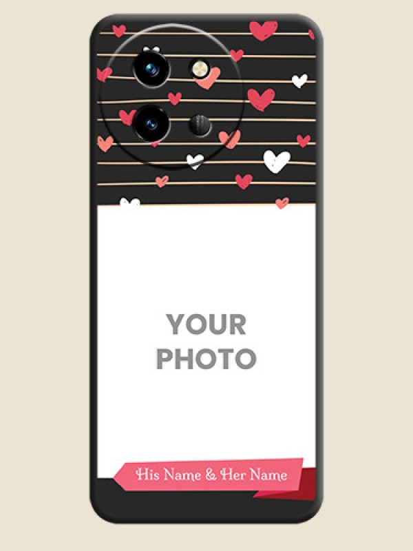 Custom Love Pattern with Name on Pink Ribbon on Photo On Space Black Custom Soft Matte Mobile Back Cover - Vivo T3X 5G - alternate view