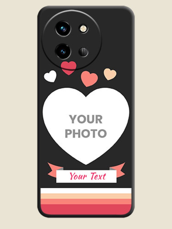 Custom Love Shaped Photo with Colorful Stripes On Space Black Custom Soft Matte Mobile Back Cover - Vivo T3X 5G - alternate view