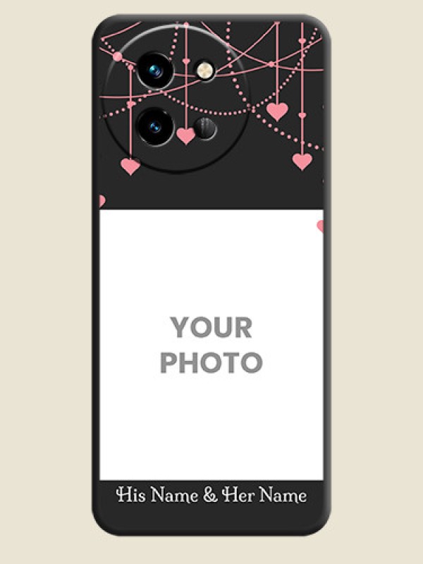 Custom Pink Love Hangings with Text On Space Black Custom Soft Matte Mobile Back Cover - Vivo T3X 5G - alternate view