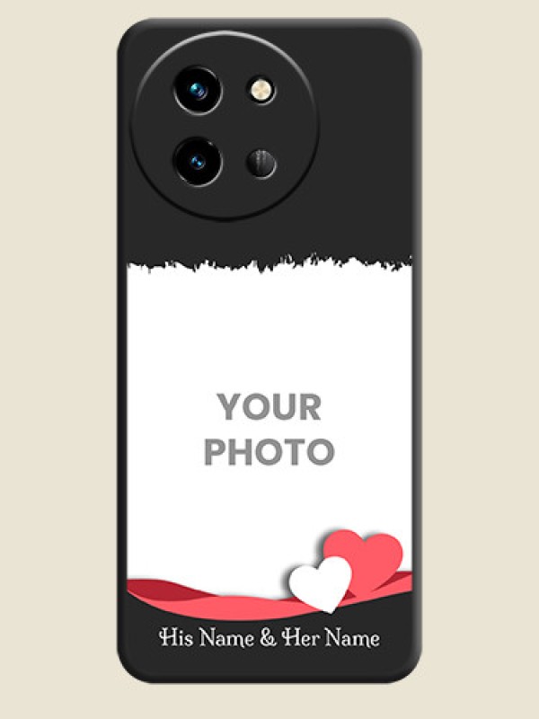 Custom Pin Color Love Shaped Ribbon Design with Text On Space Black Custom Soft Matte Mobile Back Cover - Vivo T3X 5G - alternate view
