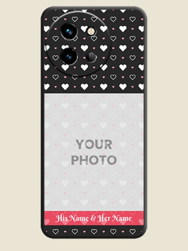 Custom White Color Love Symbols with Text Design on Photo On Space Black Custom Soft Matte Mobile Back Cover - Vivo T3X 5G - alternate view