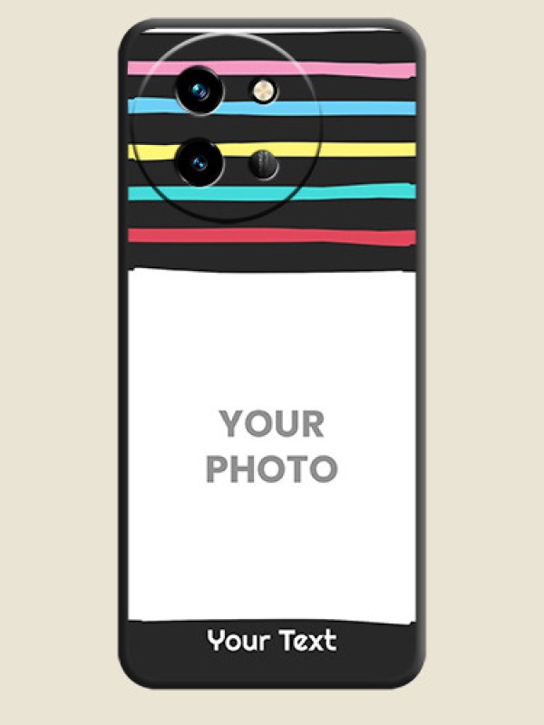 Custom Multicolor Lines with Image On Space Black Custom Soft Matte Mobile Back Cover - Vivo T3X 5G - alternate view