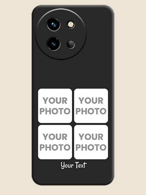 Custom Floral Art with 6 Image Holder on Photo On Space Black Custom Soft Matte Mobile Back Cover - Vivo T3X 5G - alternate view