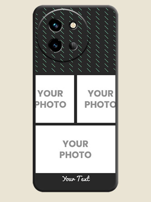 Custom Cross Dotted Pattern with 2 Image Holder On Space Black Custom Soft Matte Mobile Back Cover - Vivo T3X 5G - alternate view