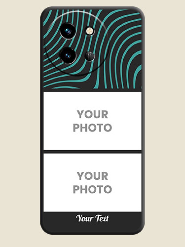 Custom Wave Pattern with 2 Image Holder On Space Black Custom Soft Matte Mobile Back Cover - Vivo T3X 5G - alternate view