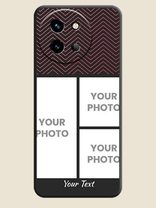 Custom Wave Pattern with 3 Image Holder On Space Black Custom Soft Matte Mobile Back Cover - Vivo T3X 5G - alternate view