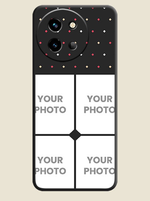 Custom Multicolor Dotted Pattern with 4 Image Holder On Space Black Custom Soft Matte Mobile Back Cover - Vivo T3X 5G - alternate view