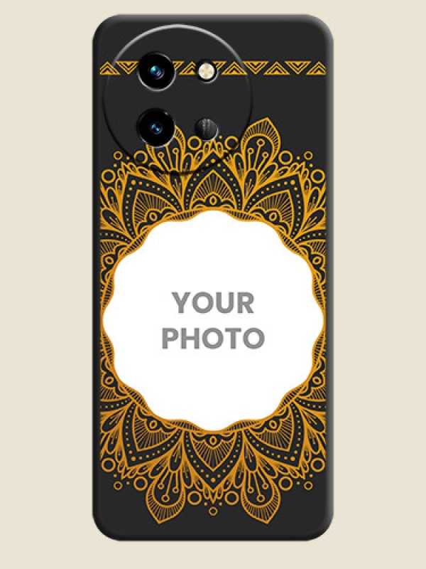 Custom Round Image with Floral Design On Space Black Custom Soft Matte Mobile Back Cover - Vivo T3X 5G - alternate view